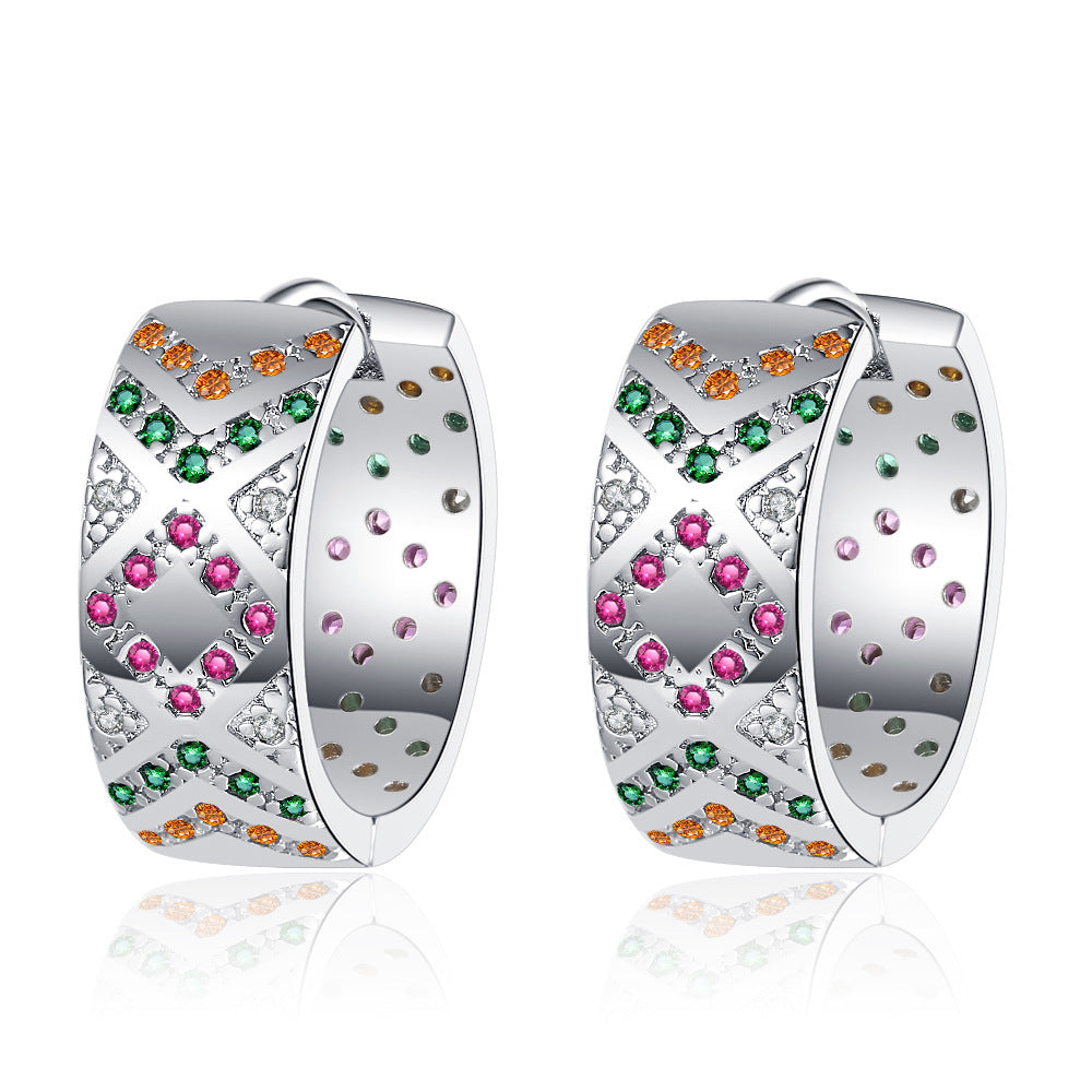 Venta al por mayor Zirconia Diamond Color Matching Stripe Pendientes de cobre